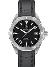 Tag Heuer Aquaracer Automatic Caliber 5 Black Dial Black Rubber Strap Watch for Men - WAY2110.FT8021