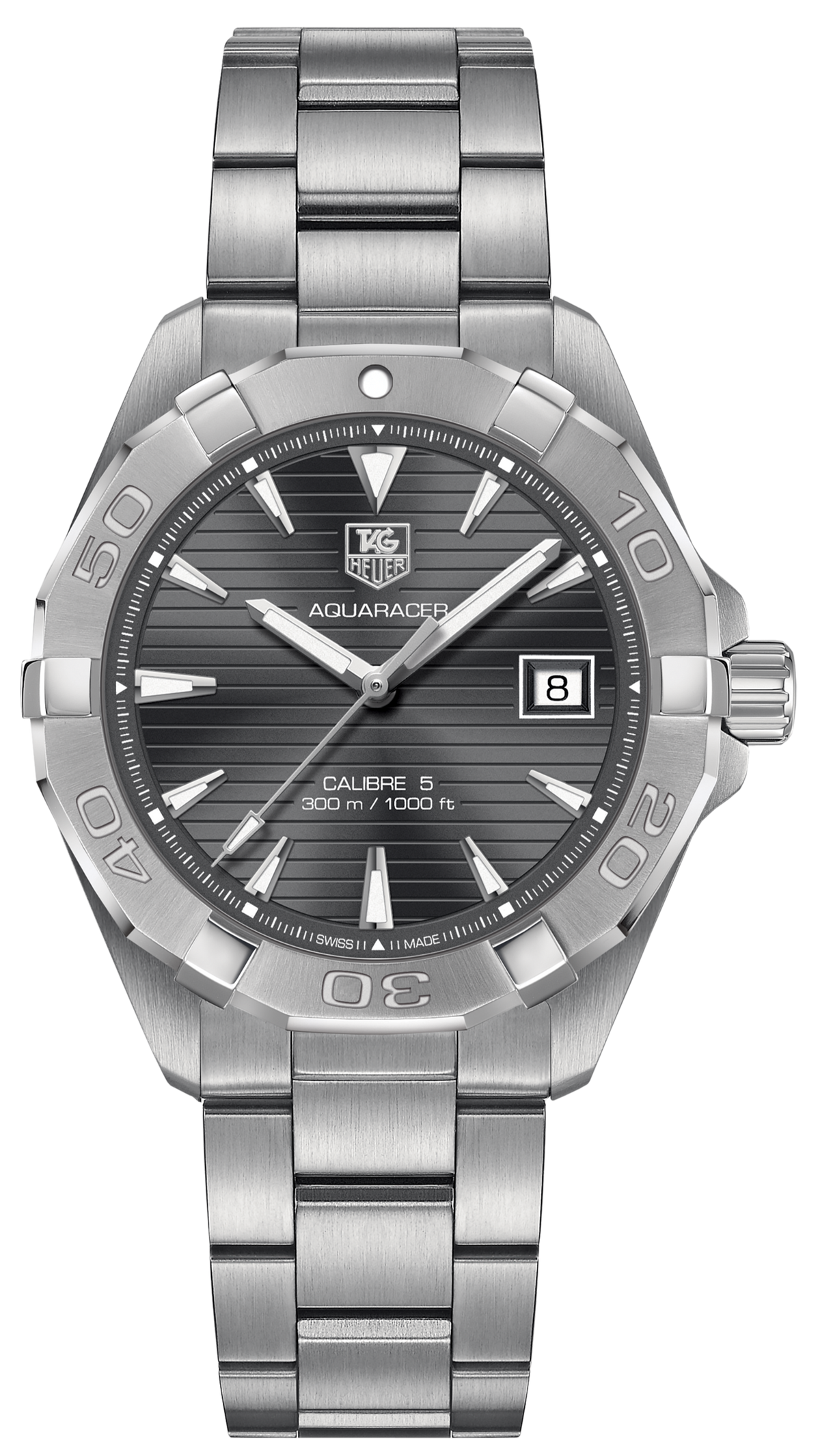 Tag Heuer Aquaracer Automatic Anthracite Grey Dial Silver Steel Strap Watch for Men - WAY2113.BA0928
