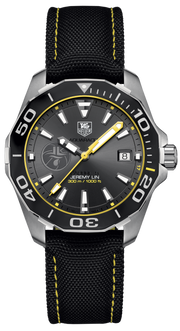 Tag Heuer Aquaracer Jeremy Lin Special Edition Grey Dial Black Nylon Strap Watch for Men - WAY211F.FC6362