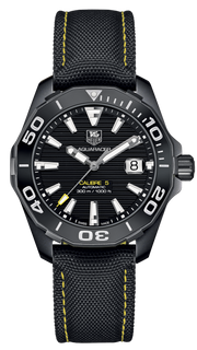 Tag Heuer Aquaracer Calibre 5 Automatic Black Dial Black Nylon Strap Watch for Men - WAY218A.FC6362