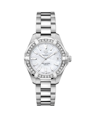 Tag Heuer Aquaracer Diamonds Mother of Pearl Dial Silver Steel Strap Watch for Women - WBD1313.BA0740
