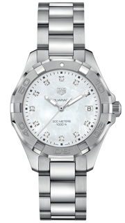 Tag Heuer Aquaracer Diamonds Mother of Pearl Dial Silver Steel Strap Watch for Women - WBD131B.BA0748