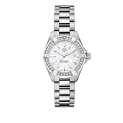 Tag Heuer Aquaracer Diamonds Mother of Pearl White Dial Silver Steel Strap Watch for Women - WBD1413.BA0741