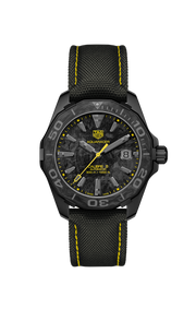 Tag Heuer Aquaracer Calibre 5 Black NATO Strap Carbon Dial Watch for Men - WBD218B.FC6446
