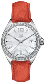 Tag Heuer Formula 1 Quartz Diamonds Mother of Pearl Dial Orange Leather Strap Watch for Women - WBJ131A.FC8250