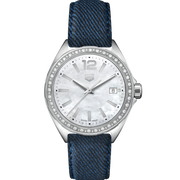 Tag Heuer Formula 1 Quartz Diamonds Mother of Pearl Dial Blue Leather Strap Watch for Women - WBJ131A.FC8251