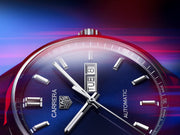 Tag Heuer Carrera Day Date Blue Dial Silver Steel Strap Watch for Women - WBN2012.BA0640