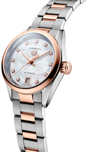 Tag Heuer Carrera Date Automatic Mother of Pearl Dial Two Tone Steel Strap Watch for Women - WBN2450.BD0569