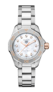 Tag Heuer Aquaracer Professional 200 Quartz Diamonds White Dial Silver Steel Strap Watch for Women - WBP1450.BA0622