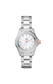 Tag Heuer Aquaracer Professional 200 Quartz Diamonds Mother of Pearl Dial Silver Steel Strap Watch for Women - WBP1451.BA0622