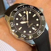 Tag Heuer Aquaracer Professional 300 Automatic Black Dial Black Rubber Strap Watch for Men - WBP201A.FT6197