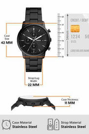 Fossil Townsman Chronograph Black Dial Black Steel Strap Watch for Men - FS5379