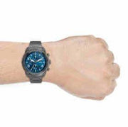 Fossil Bronson Chronograph Blue Dial Grey Steel Strap Watch for Men - FS5711