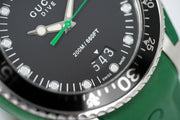 Gucci Dive Black Dial Green Rubber Strap Watch For Men - YA136310