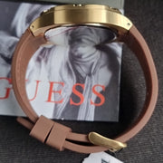 Guess Headline Chronograph Blue Dial Brown Silicone Strap Watch For Men - GW0571G5