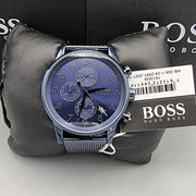 Hugo Boss Navigator Chronograph Blue Dial Blue Mesh Bracelet Watch for Men - 1513538