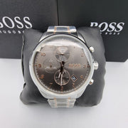 Hugo Boss Skymaster Chronograph Grey Dial Two Tone Steel Strap Watch for Men - 1513789