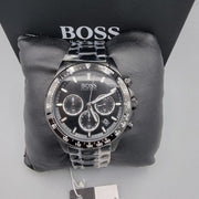 Hugo Boss Hero Chronograph Black Dial Black Steel Strap Watch for Men - 1513754