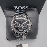 Hugo Boss Hero Chronograph Black Dial Black Steel Strap Watch for Men - 1513754