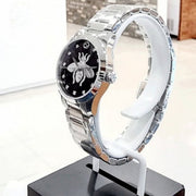 Gucci G Timeless Quartz Black Dial Silver Steel Strap Watch For Women - YA1264136