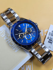 Michael Kors Layton Chronograph Blue Dial Two Tone Steel Strap Watch For Men - MK8825