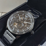 Emporio Armani Meccanico Automatic Black Dial Black Steel Strap Watch For Men - AR60054