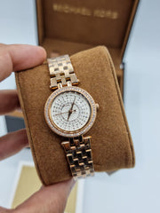 Michael Kors Darci Rose Gold Dial Silver Steel Strap Watch for Women - MK3446