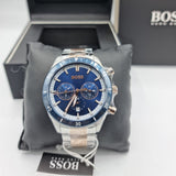 Hugo Boss Santiago Chronograph Blue Dial Two Tone Steel Strap Watch for Men - 1513937