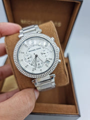 Michael Kors Parker Silver Dial Silver Steel Strap Watch for Women - MK5353