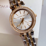 Michael Kors Darci White Dial Two Tone Steel Strap Watch for Women - MK3323