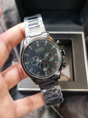 Hugo Boss Pioneer Chronograph Black Dial Silver Steel Strap Watch for Men - 1513712