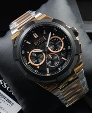 Hugo Boss Supernova Chronograph Black Dial Two Tone Steel Strap Watch for Men - 1513358