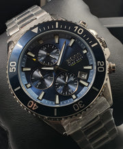 Hugo Boss Admiral Chronograph Blue Dial Silver Steel Strap Watch for Men - 1513907