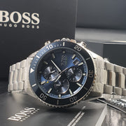 Hugo Boss Admiral Chronograph Blue Dial Silver Steel Strap Watch for Men - 1513907