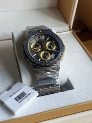 Versace Greca Icon Chronograph Black Dial Black Steel Strap Watch For Men - VEZ900521