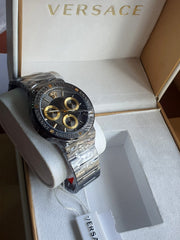 Versace Greca Icon Chronograph Black Dial Black Steel Strap Watch For Men - VEZ900521