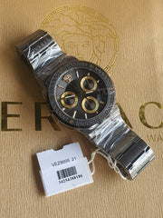 Versace Greca Icon Chronograph Black Dial Black Steel Strap Watch For Men - VEZ900521