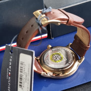 Tommy Hilfiger Daniel Black Dial Brown Leather Strap Watch for Men - 1710379