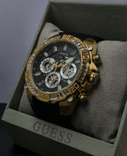 Guess Trophy Multifunction Black Dial Black Rubber Strap Watch for Men - GW0333G2