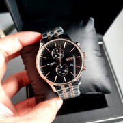 Hugo Boss Associate Chronograph Black Dial Two Tone Steel Strap Watch for Men - 1513840