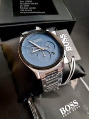 Hugo Boss Classic Chronograph Grey Dial Grey Steel Strap Watch for Men - 1513364