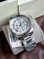 Michael Kors Brecken Chronograph Silver Dial Silver Steel Strap Watch For Women - MK8562