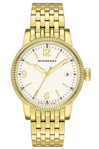 Burberry Analog White Dial Gold Steel Strap Watch for Women