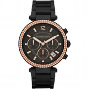 Michael Kors Parker Diamonds Black Dial Black Steel Strap Watch for Women - MK5885