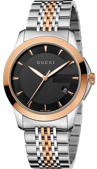時計 GUCCI Timeless Gucci G Timeless Black Dial Silver Steel Strap Unisex Watch - YA126457