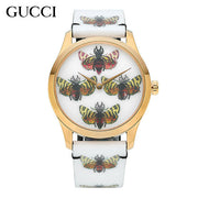 Gucci G Timeless Quartz White Dial White Leather Strap Watch For Women - YA1264109