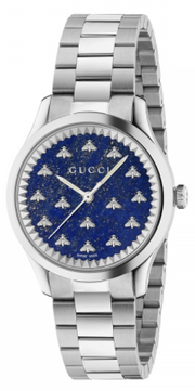 Gucci G Timeless Quartz Blue Dial Silver Steel Strap Watch for Women - YA1265043