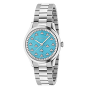 Gucci G Timeless Quartz Turquoise Dial Silver Steel Strap Unisex Watch - YA1265044