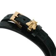 Gucci G Frame Double Mother of Pearl Dial Green Leather Strap Watch For Women - YA128525