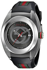 グッチ Gucci Sync XXL Quartz Black Dial Black Rubber Strap Watch For Men